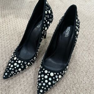 Michael Kors Black Pearl-Studded Heels